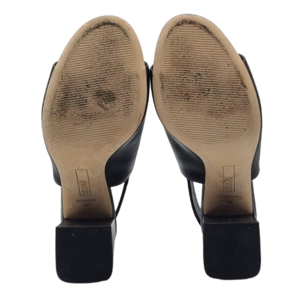 Deltan Sadie Sandal Shootie Size 9 Black Open Toe Ankle Strap Leather - Picture 10 of 13